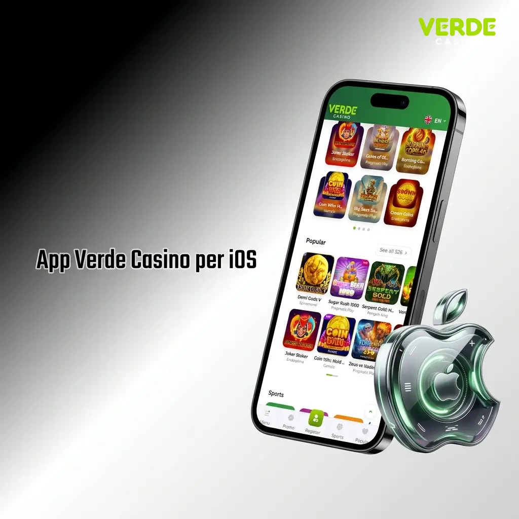 App Verde Casino per iOS su iPhone e iPad, interfaccia ottimizzata per scommesse e giochi da casinò