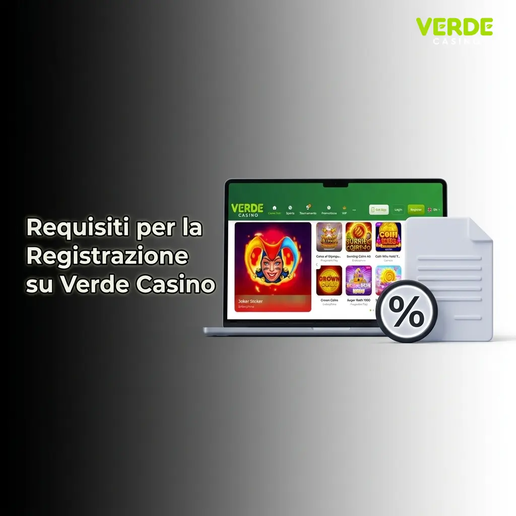 Requisiti registrazione Verde Casino: età 18+, residenza Italia, documento valido e un solo account per utente.