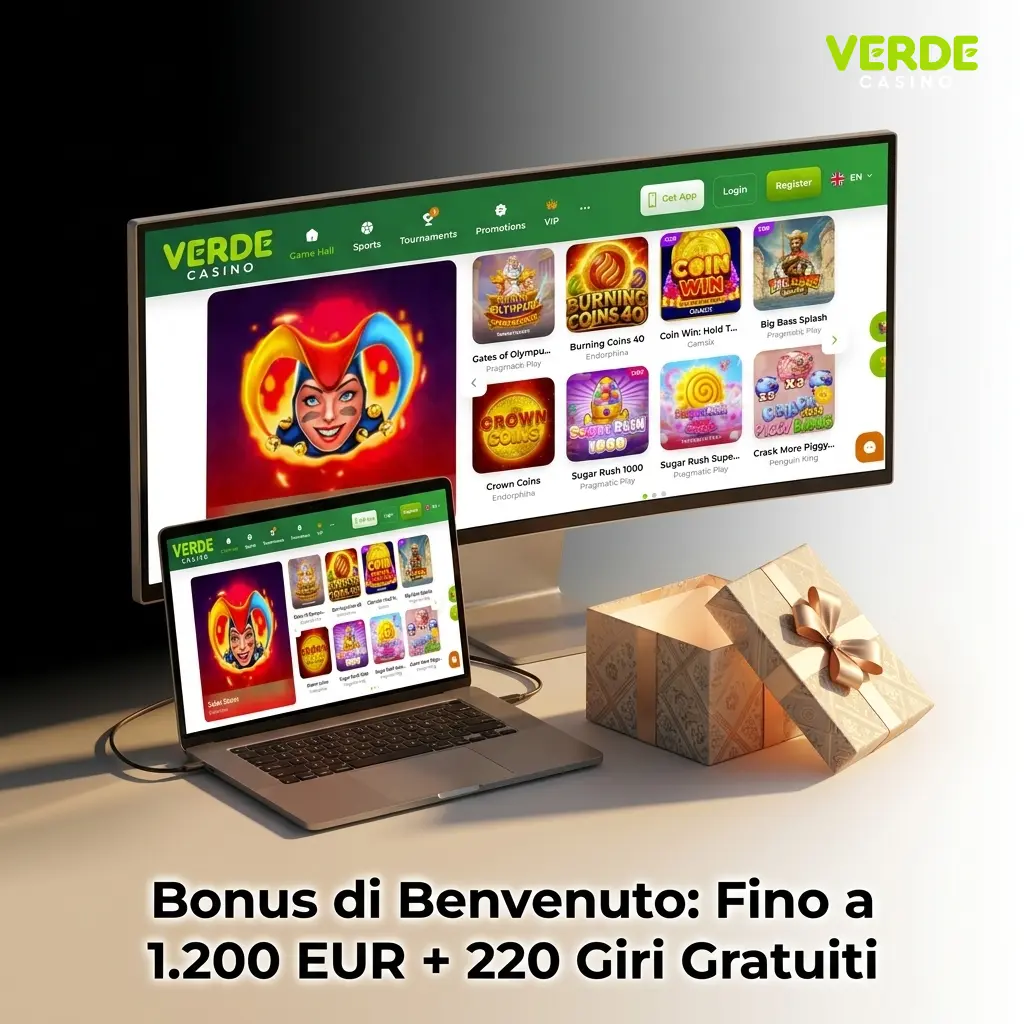 Bonus di benvenuto Verde Casino: fino a 1.200 EUR e 220 giri gratuiti su 4 depositi
