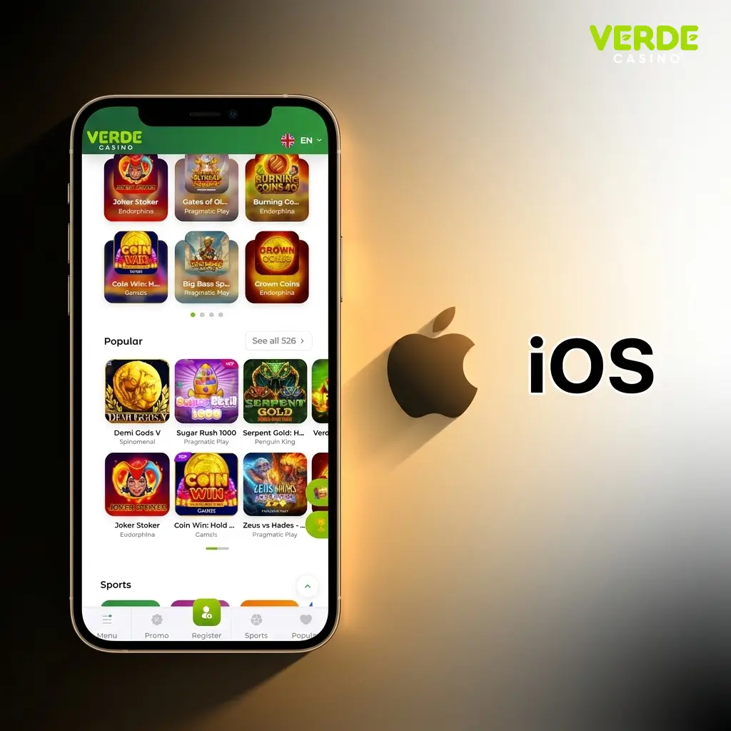 App Verde Casino per iOS su iPhone e iPad, scaricabile dall'App Store con iOS 12.0 o versioni successive